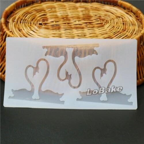 Brand new 3 cavities unique 2 swan shape moule silicone chocolate crisp biscuit flakes molds DIY bakery accessories