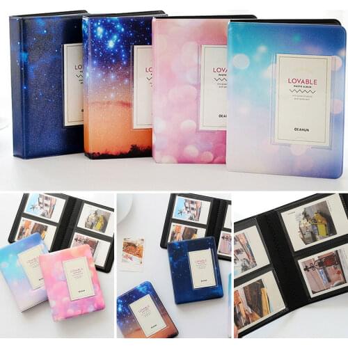 Besegad 64-Pocket Universal PU Leather Starry Sky Photo Picture Album 3 Inch for Fujifilm Instax Mini 8 9 7S 7C 25 Mini Films