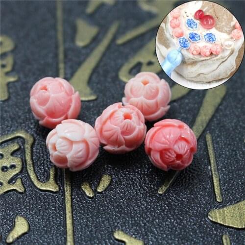 15pcs/lot 10mm Pink Coral Shell Carved Lotus Beads Spacer Buddha Beads Bracelet Necklace For Jewelry Making DIY Accessories