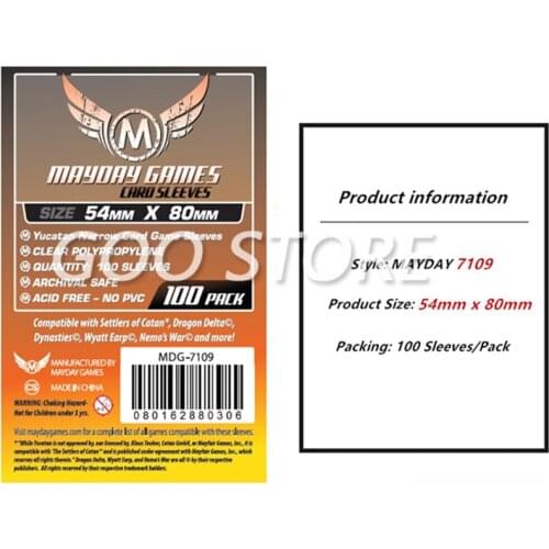 5 packs/lot MAYDAY Card Sleeve 7109 for 54*80mm cards protector clear pack case Board Games Sleeve