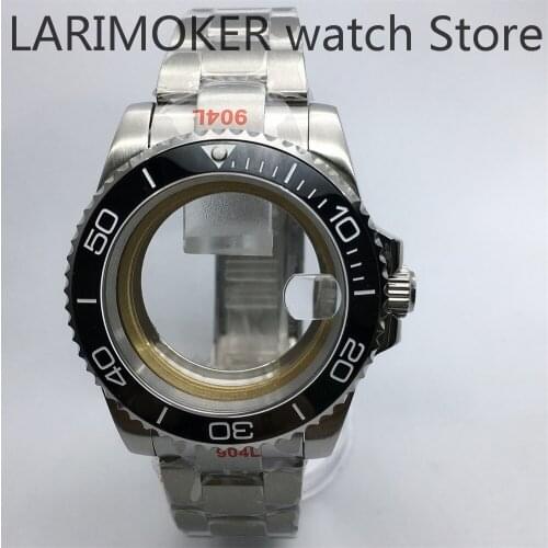 40mm sapphire glass silver solid 904L stainless steel case for NH35 NH36 ETA 2836 Mingzhu DG2813, 3804 and Miyota 8215