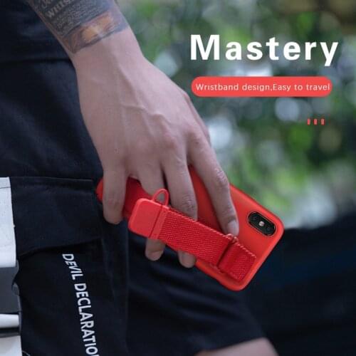 Wrist Strap Phone Case for iPhone 12 11 Pro Max XR X XS PC Cases Wristband data cable Solid Color Protect Cover With Wristband