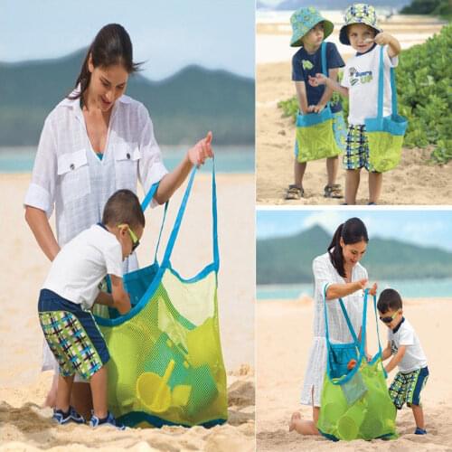 Children Foldable Beach Bag Kids Sand Away Beach Mesh Toy Shell Bag Tote Storage Bags Travel