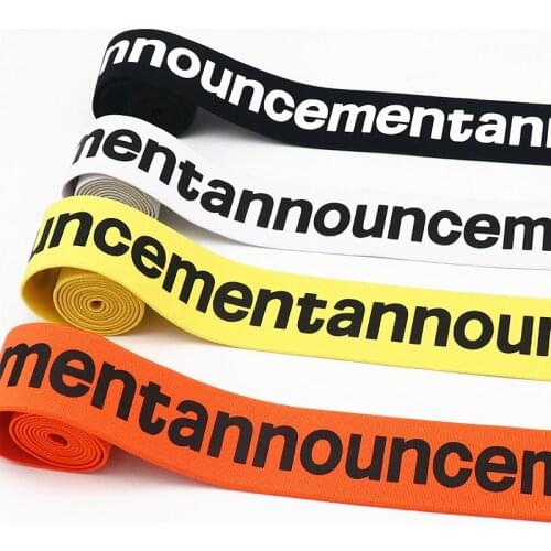 4cm Sewing Elastic Band Printing 40mm Rubber Webbing Classic Pattern Letter Elastic Belt for Clothing Trousers Sewing Supplies