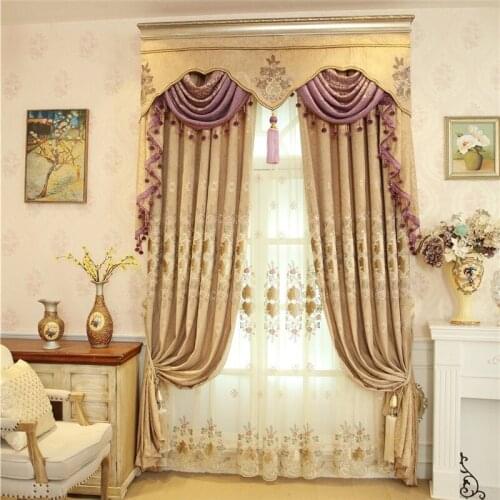European and American custom luxury villa embroidered blackout curtains for living room bedroom kitchen hotel high quality