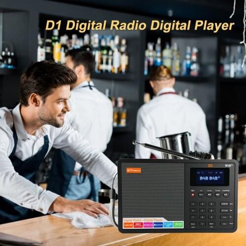 GTMEDIA D1,FM Radio,Bluetooth DAB+/FM+BT/TF Card/AUX,1.8 inch LCD display,DAB Radio Speaker,with 18650 Lithium Battery Radio