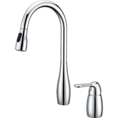 CHROME Single Handle Pull-Down spray widespread 2 Holes Kitchen Faucet mixer tap deck mounted