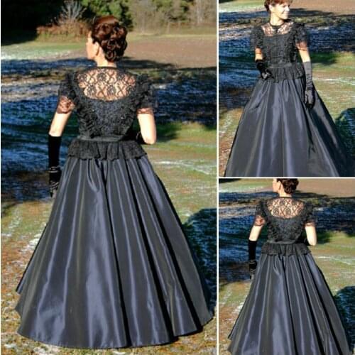 History!Customer-made Black Victorian dress 1860s Civil war Dress Scarlett Theater Costume Halloween Renaissance Dress V-527