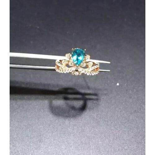 Natural blue topaz gem Ring S925 Silver Natural gemstone Luxury elegant crown Ring Chinese style Women party gift Ring Jewelry