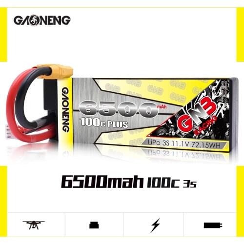 Gaoneng 6500mAh 3S1P 11.1V 100C Plus Hardcase LiPo Battery pack with XT60 XT90 T Plug for RC Car four drive RC Car boat