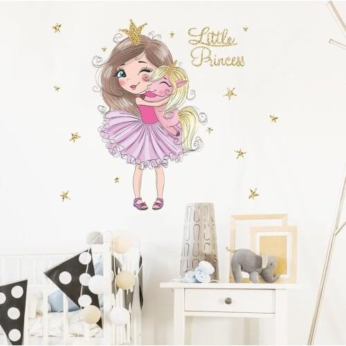 Cartoon Girls Wall Stickers for Kids Room Decoration Kawaii Cute Room Decor Wall Decals Nursery Mural Wallpaper Home Sticker PVC