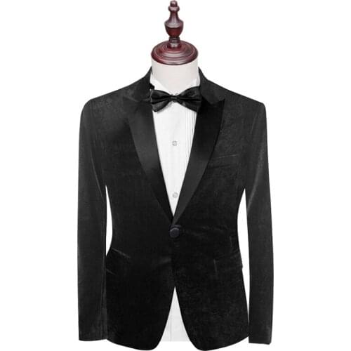 Classic style 4 Color Suit jacket Pesked Lapel blazer Velvet Jacket for Man Coat Velvet blazer for Groomsman 1PSc Man Clothes