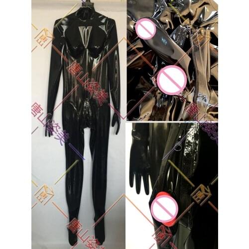 MEN LATEX CATSUIT WITH GLOVES SOCKS ZIP HIDDEN TWO CONDOM CUSTOMIZED