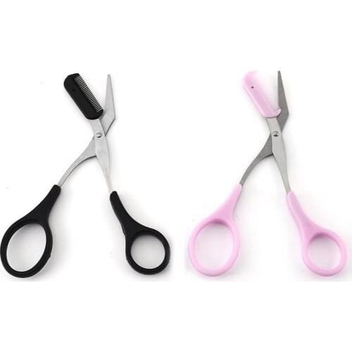 NOQ 1pc Stainless Steel Makeup Scissor Eyebrow Trimmer Scissors Comb Eyelash Hair Clips Hair Remover Beauty Makeup Tools
