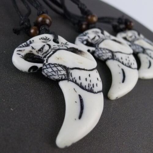 Elephant Pendant For Man limitation Yak Bone Material Bone Art Necklace Pendant Vintage Mens adjustable Rope Necklaces #GZ111