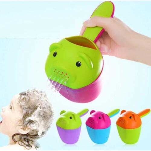 PP Plastic Baby Kids Cute Cat Shampoo Cup Colorful Bath Shower Cup Baby Washing Head Bailer