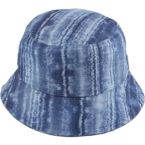 Washed Denim Bucket Hat Foldable Tie Dye Sun Hats For Men Women Hunting Fishing Cap Outdoor Fisherman Hat Panama Bucket Cap