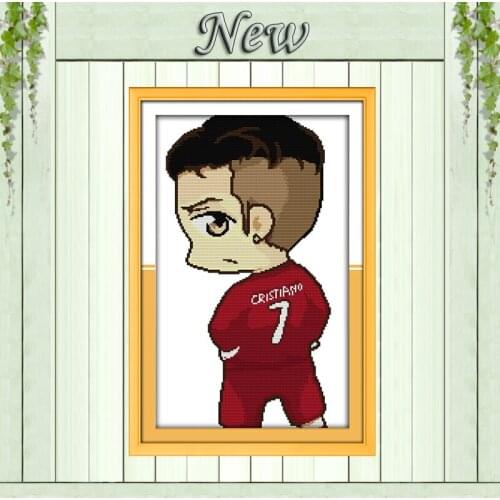 Cristiano Ronaldo football painting cartoon Counted Printed on canvas DMC 11CT 14CT Cross Stitch kits Needlework Sets embroider