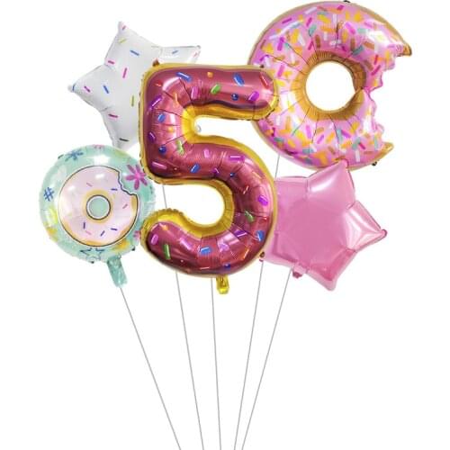 1set Navidad 32inch candy number Foil Balloons New year party 18inch Donut Helium globos Birthday Party Decorations Kids balls