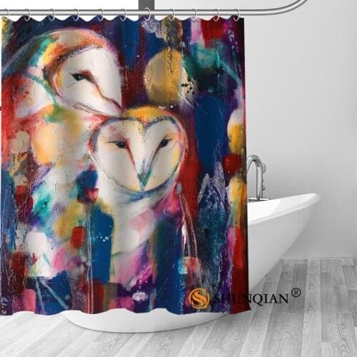 New High Quality Modern Printed owl painting Shower Curtains Custom Design Creative Shower Curtain Bathroom Polyester Fabric
