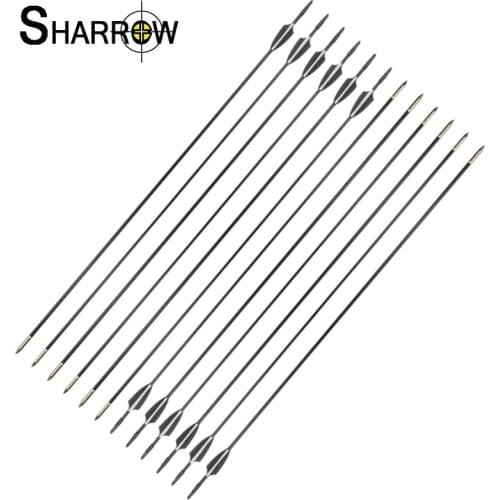 Archery 6/12pcs Archery Fiberglass Arrows 6mm Glass Fiber Arrow Shaft with Shield Rubber Feather Hunting Shooting Accessories
