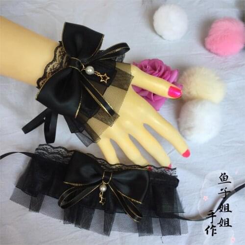 Dark Lolita Hand Cuff Gothic Cross Versatile Black Lace Cute Star Gorgeous Small Things Elastic Sleeves