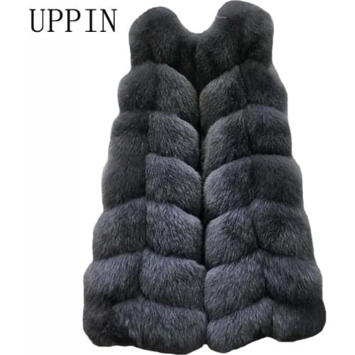 UPPIN 2019 New Fashion Winter Women Fur Vest Long Section Thick Russian Faux Fur Vest Fox Fur Vest Big Yards S-4XL Jacket Coat