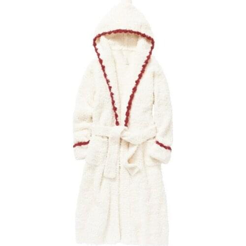 High Quality Women Sleepwear Robes Winter Thick Warm Nightgow Hooded Nightwear Female Bathrobe Dress Womens Home Wear