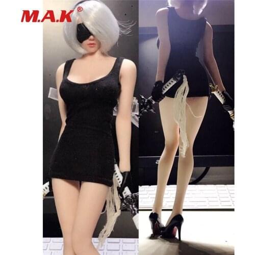 1/6 Scale Female Clothing Black Dress Braces Short Skirt Clothes NieR 2B Sister Style for 12'' Girl Action Figure Body