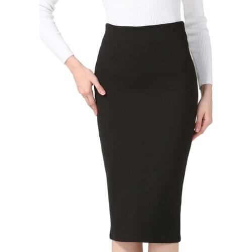 Fashion spring autumn 2017 new women skirt plus size high waist work slim pencil skirt open fork sexy office lady skirts female