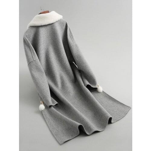 Woman 100% wool coats winter 2020 new elegant Long Trench coats Female Autumn Long Parkas Outwear chaqueta mujer LX2201