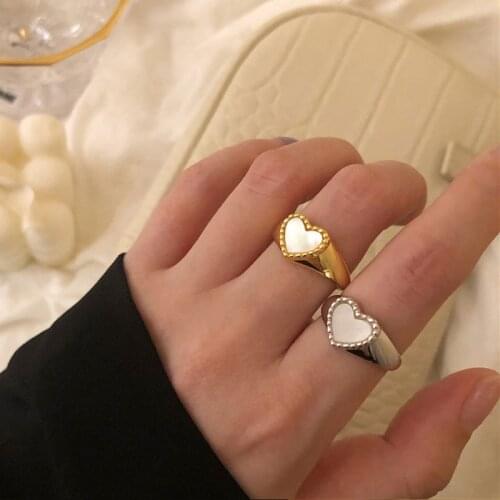 Korean Style Luxury Love Heart Open Rings for Women Aesthetic Designer Geometric Adjustable Accessories on Phalanx Jewelry Gift