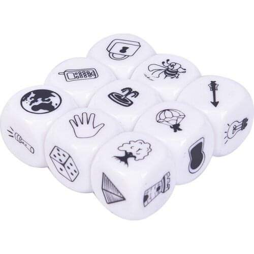 9Pcs Story Dice Puzzle Board Game Telling Story Book Family/Party/Friends Parents with Children Funny English Game