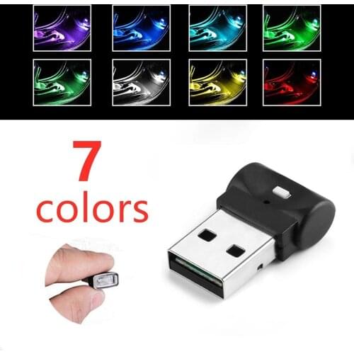 1PC Mini USB 7 Colors LED Car Light Auto Interior Atmosphere Light Decorative Lamp PC Auto Colorful Light Car Accessory