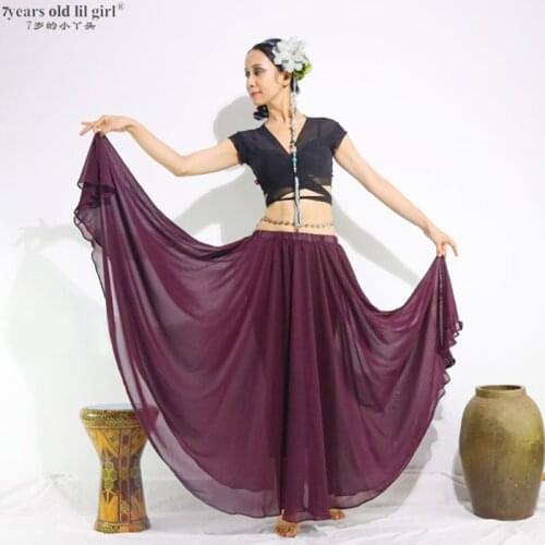 2019 Dancewear Belly Dancing Clothes Long Skirts Full Circle Professional Chiffon 300 Degrees