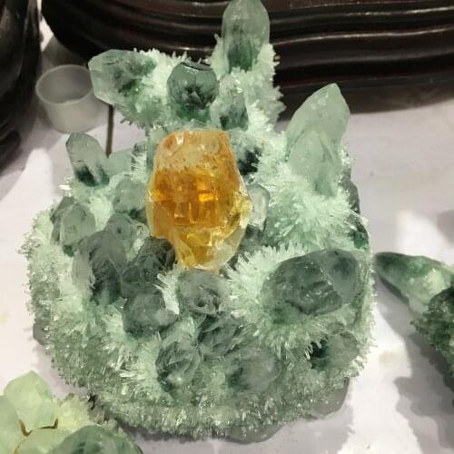 468g Natural Green Ghost Phantom Quartz Crystal Cluster Healing Specimen