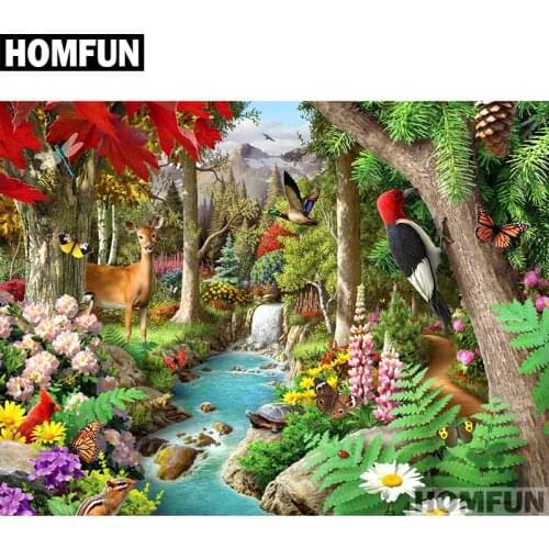 HOMFUN Full Square/Round Drill 5D DIY Diamond Painting "Forest animals" Embroidery Cross Stitch 5D Home Decor Gift A01680