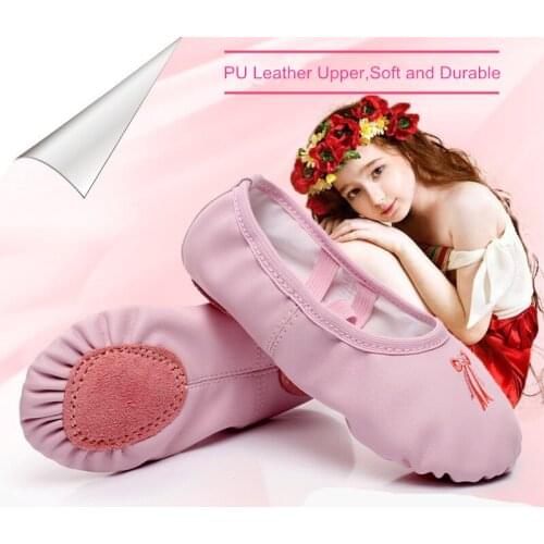 Ballet Dancers Women PU Leather Jazz Soft Sole Modern Dance Shoes Yoga Kids Sneaker Pink Flesh Black Shoes for Girls