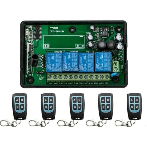 AC80-260V 4CH RF Wireless Remote Control System / Motor and electric door 220V Learning code receiver