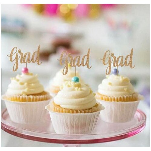 Glitter Class of 2017 2018 2017 Grad cupcake toppers school reunion party decoration doughnut picks