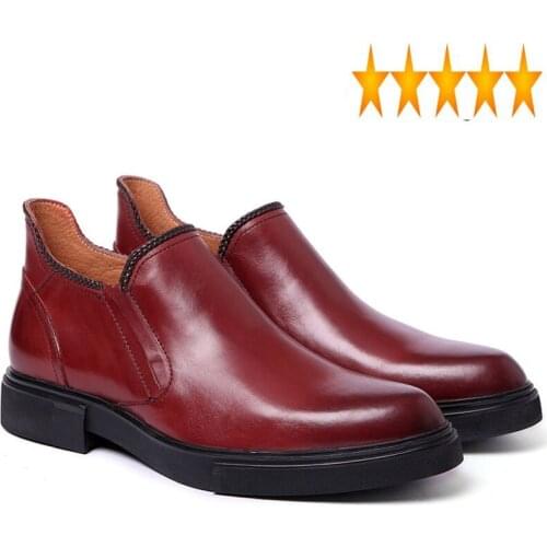 Ankle Brand Fashion High Quality Men Round Toe Slip On Winter Matin Boots Genuine Leather Business Work Shoes Male