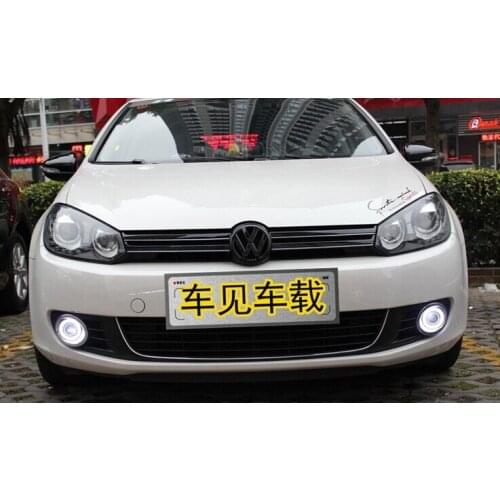 DRL COB angel eye ( 6 colors ) + projector lens + H3 halogen fog lamp + black fog lamp house for volkswagen VW golf 6 MK6