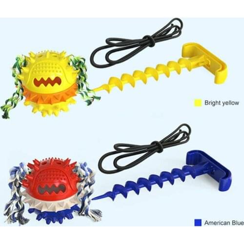 Dog Molar Teeth Toy Chew Sounder Ball With Suction Cup Elastic Pull Line Bite-resistant Pet Feeder Outdoor Garden Chew Toy Ball