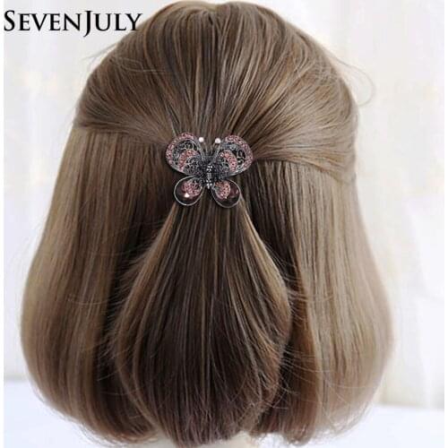 Elegance Crystal Rhinestone Butterfly Hair Claw Metal Insect Hairpin Women Headwear Hair Accessory Jewelry