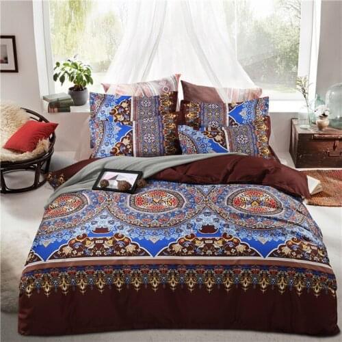 Bohemian Brown Bedding Set,220x240 Duvet Cover Set With Pillowcase,150x200 Quilt Cover,Red Totem Pattern King Size Blanket Cover