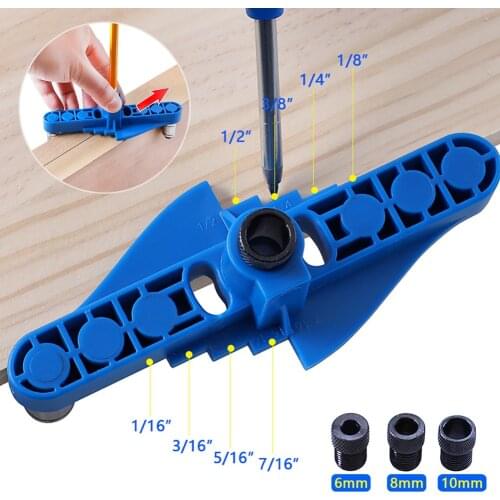 Vertical Pocket Hole Jig 6/8/10mm Wood Drill with Center Scriber Dowel Self Centering Drilling Guide for Woodworking Tool 2 in 1