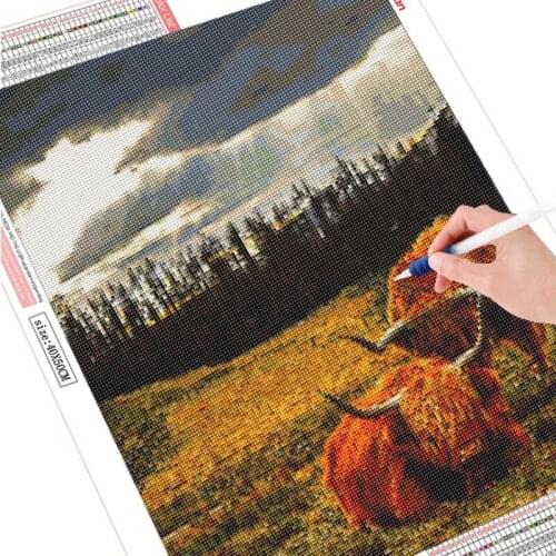 Cow Full Round Painting Painting Embroidery Picture Diamond Mosaic Wall Hanging Painting