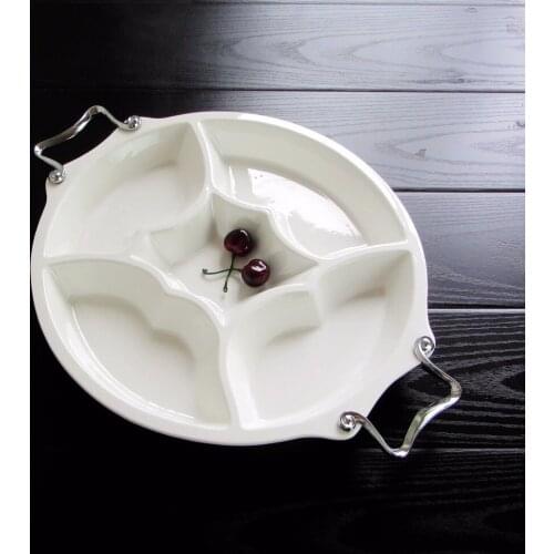 Creative Porcelain Box Off Serving Dish Decorative Ceramics Divisions Dinner Plate Dinnerware Vessel for Sweet, Fruit and Pastry