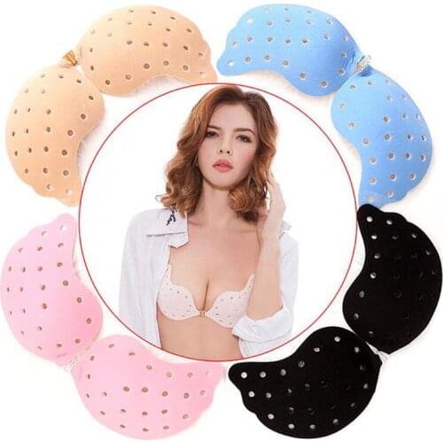 Summer breathable butterfly perforated silica gel bra invisible bra wedding dress with bioglass invisible underwear breast patch