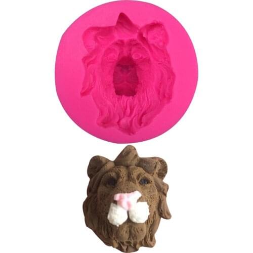 Lionhead 3D Reverse sugar molding Food Grade silicone mould soap candle polymer clay molds chocolate cake decoration tools F0401
